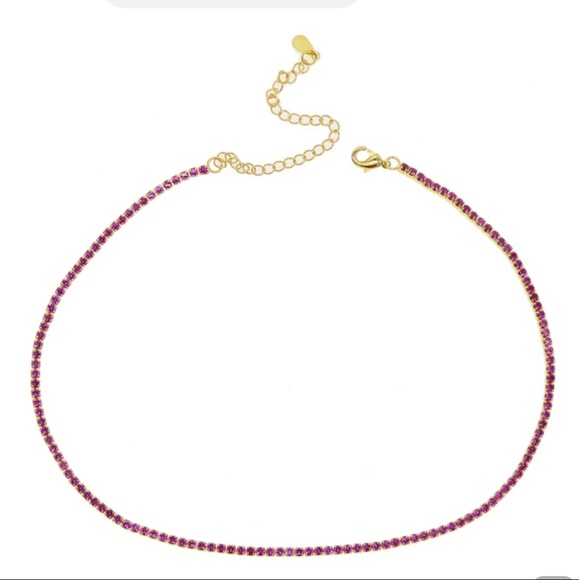 Ruby Red colored choker adjustable - Picture 2 of 4